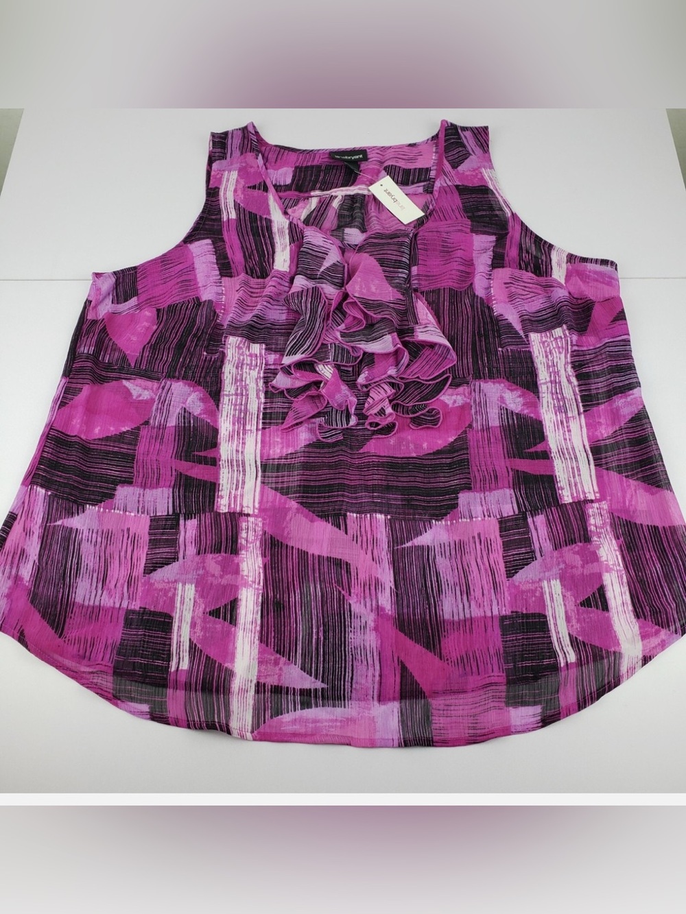 Lane Bryant Ruffled Sleeveless Print Top size 22